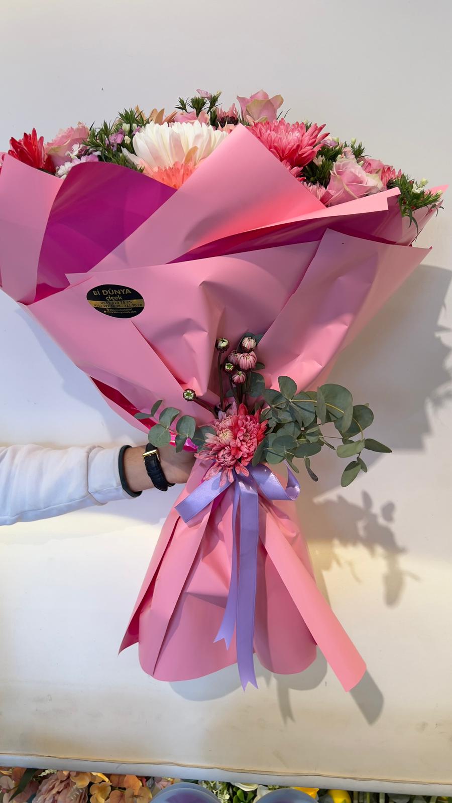 Pembe Karışık Güllü Buket - 2