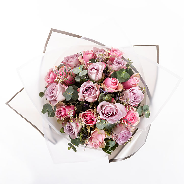 21 Adet Pembe Mor Gül Buketi - 2