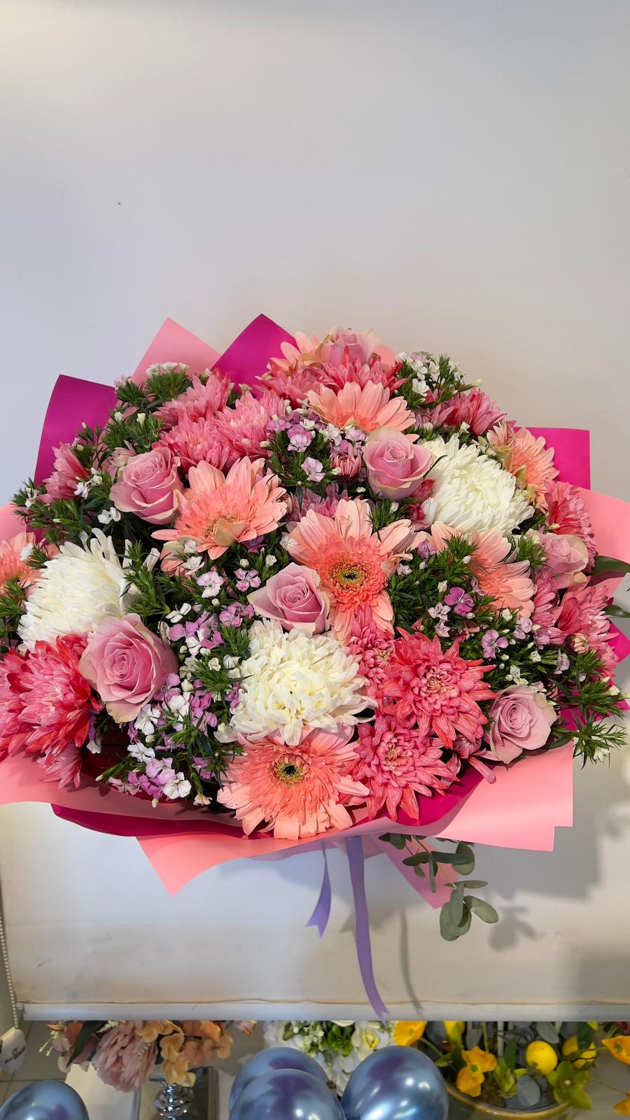 Pembe Karışık Güllü Buket